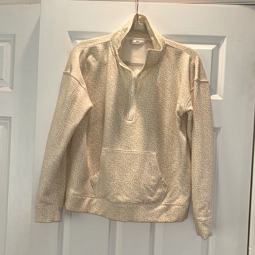 Vineyard Vines cream and white quarter zip pullover